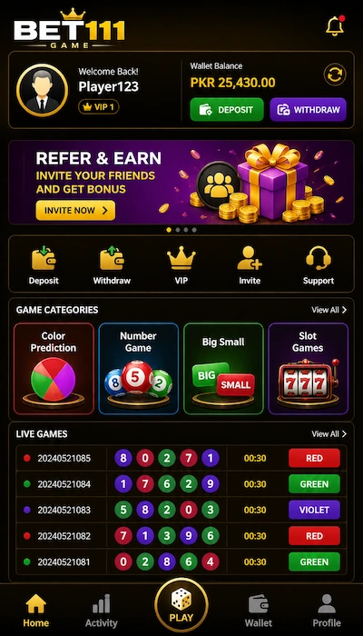 Bet111 Game Dashboard image